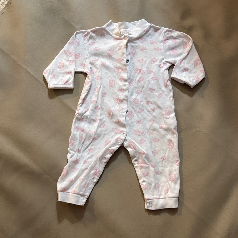 Lyda baby baby girl pink elephant print cotton footie
